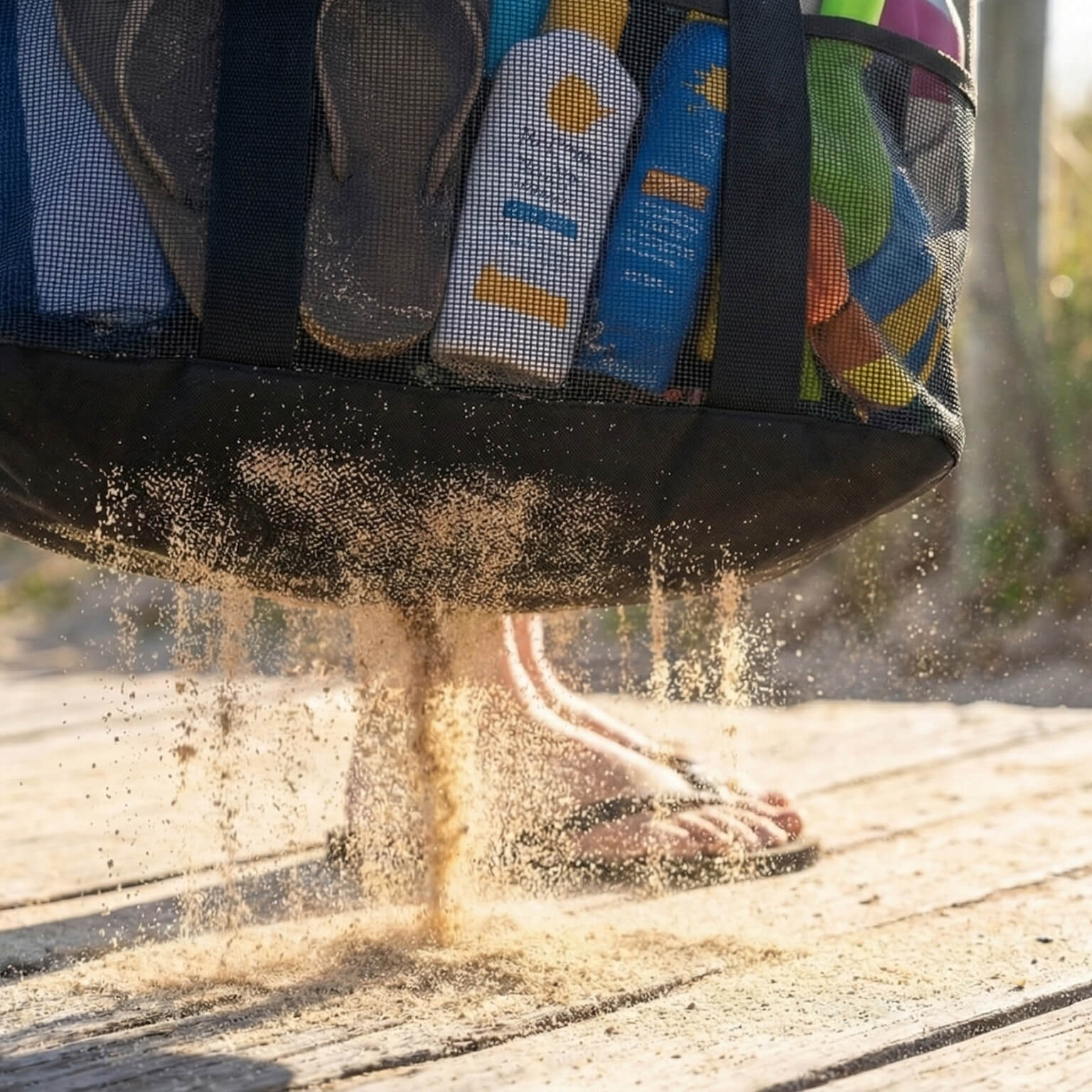 Mesh Beach Tote with Pull-out blanket